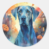 Halloween Great Dane met pompoenen eng Ronde Sticker (Voorkant)