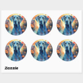 Halloween Great Dane met pompoenen eng Ronde Sticker (Vel)