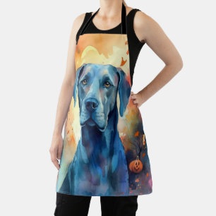 Halloween Great Dane met pompoenen eng Schort