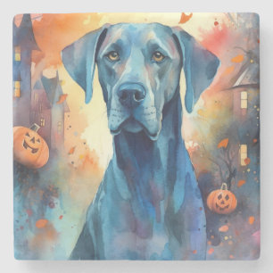 Halloween Great Dane met pompoenen eng Stenen Onderzetter
