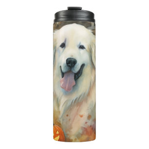 Halloween Great Pyrenees Met Pompoenen Eng Thermosbeker