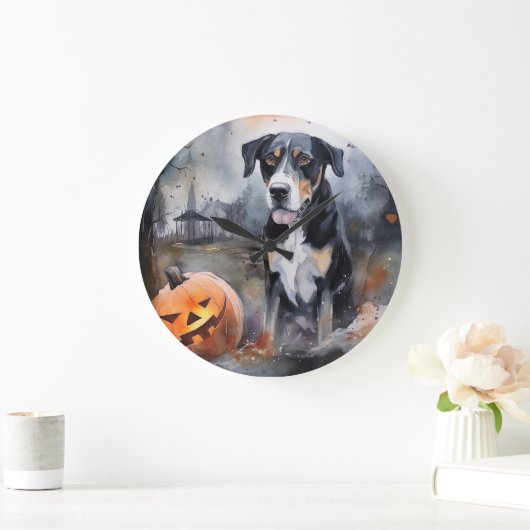 Halloween Greater Swiss with Pumpkins Scary Grote Klok (Huis)