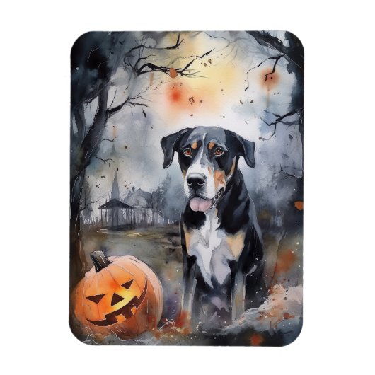 Halloween Greater Swiss with Pumpkins Scary Magneet (Verticaal)