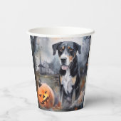 Halloween Greater Swiss with Pumpkins Scary Papieren Bekers (Achterkant)