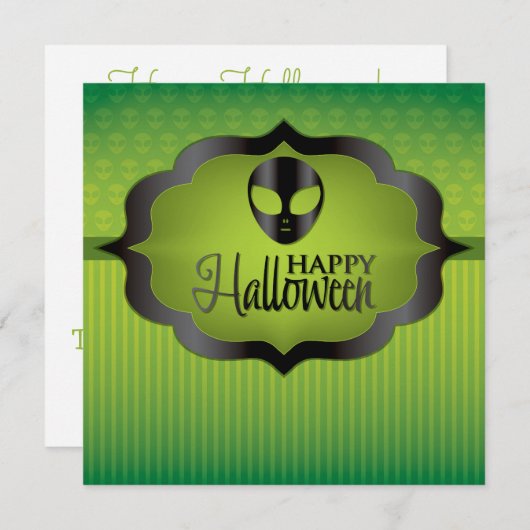 Halloween green alien kaart (Voorkant / Achterkant)
