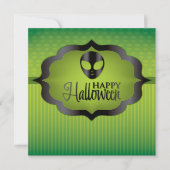 Halloween green alien kaart (Voorkant)