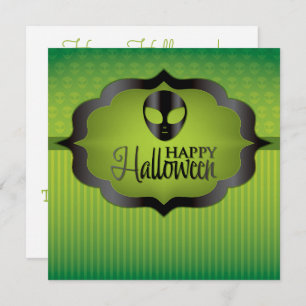 Halloween green alien kaart