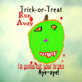 Halloween Green Pumpkin Zombie  Raamsticker (Vel 3)