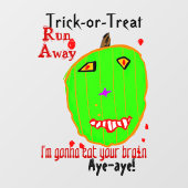 Halloween Green Pumpkin Zombie  Raamsticker (Vel)