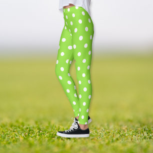 Halloween Green White Polka Dots Pattern Costuum Leggings
