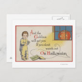 Halloween Greeting Goblin in Window Briefkaart (Voorkant / Achterkant)