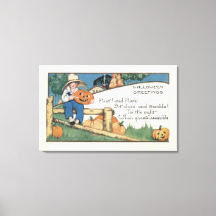 Halloween Greeting Hist en Hark Canvas Afdruk