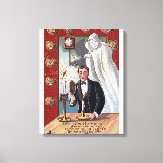 Halloween Greeting Man en Ghost Canvas Afdruk (Voorkant)