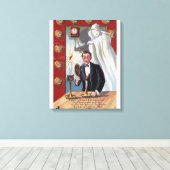 Halloween Greeting Man en Ghost Canvas Afdruk (Insitu (Houten vloer))