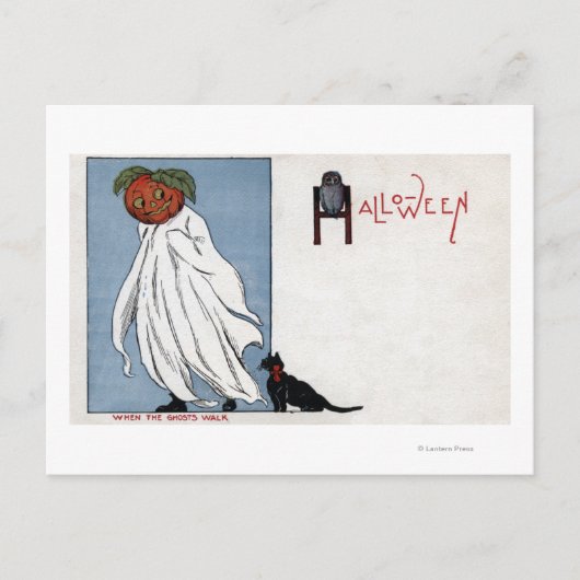 Halloween Greeting Pumpkin onder blad Briefkaart (Voorkant)