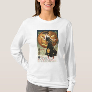 Halloween Greeting, Witch Dansand Pumpkin T-shirt