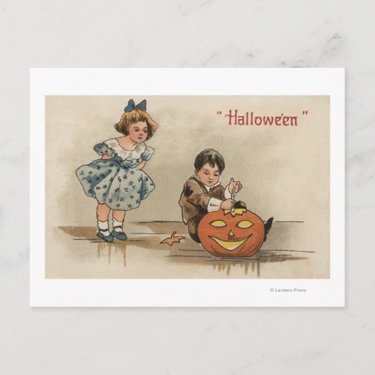 Halloween GreetingCarving Pumpkin Briefkaart (Voorkant)