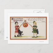 Halloween GreetingPumpkin op Stick Briefkaart (Voorkant / Achterkant)