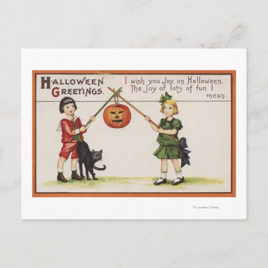 Halloween GreetingPumpkin op Stick Briefkaart (Voorkant)