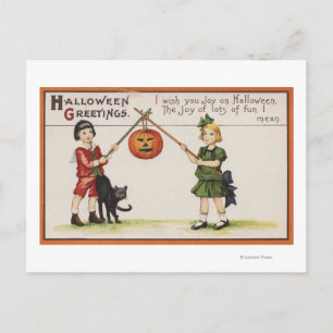 Halloween GreetingPumpkin op Stick Briefkaart