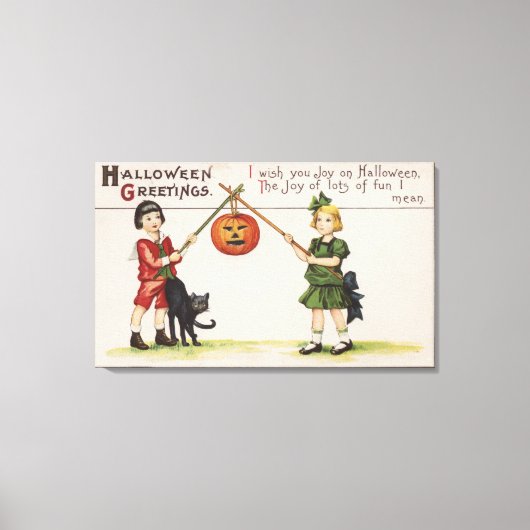 Halloween GreetingPumpkin op Stick Canvas Afdruk (Voorkant)