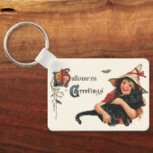 Halloween Greetings, Child Witch met Kat Sleutelhanger (Achterkant)