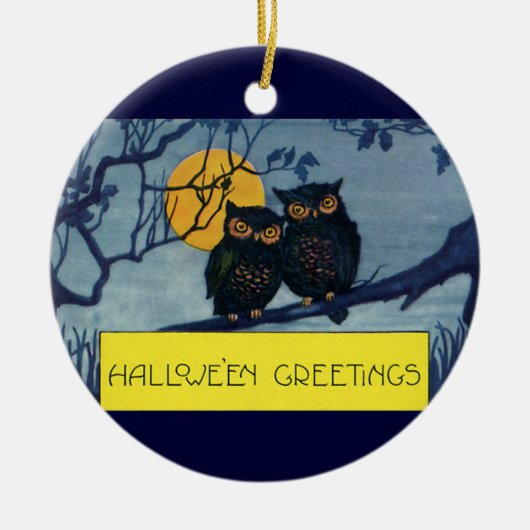 Halloween Greetings, eigenaar van Tree w Moon Keramisch Ornament (Voorkant)