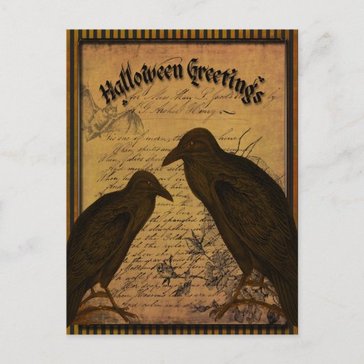 Halloween Greetings - Kraaien Briefkaart (Voorkant)