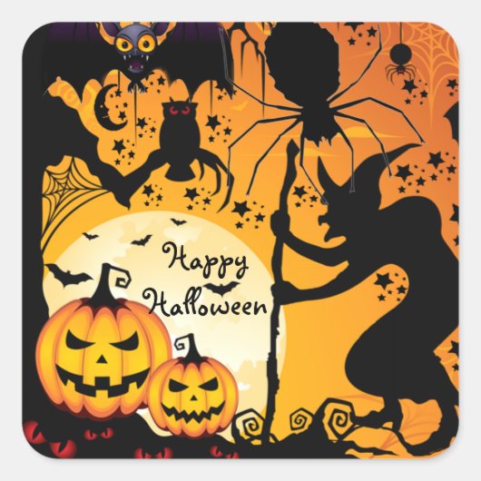 Halloween greetings_ vierkante sticker (Voorkant)