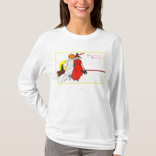 Halloween Greetings Witch T-shirt (Voorkant)