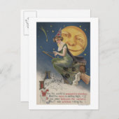 Halloween GreetingWitch in Flight Briefkaart (Voorkant / Achterkant)