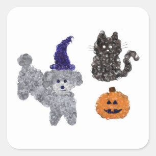 Halloween Grey Podle #1 Vierkante Sticker
