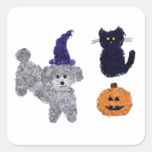 Halloween Grey Podle #2 Stickers