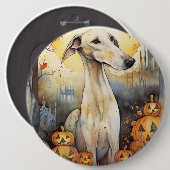 Halloween Greyhound met pompoenen eng Ronde Button 6,0 Cm (Voorkant /achterkant)