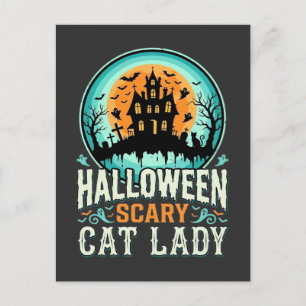 Halloween Griezeldame Huis Design_1 Briefkaart