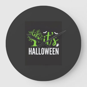 Halloween Griezelen Boom Vleermuizen Vector Design Grote Klok