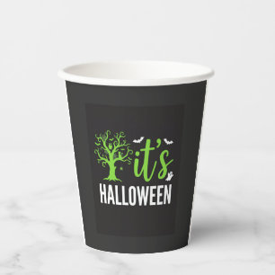Halloween Griezelen Boom Vleermuizen Vector Design Papieren Bekers