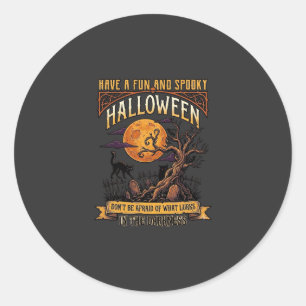 Halloween Griezelen Boom Volle Maan Zwarte Kat Ker Ronde Sticker