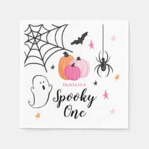 Halloween Griezelen EEN 1e Verjaardag roze Pompoen Servet