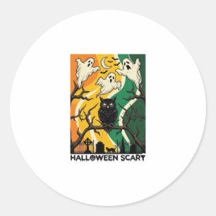 Halloween Griezelen Zwarte Uil Geesten Kerkhof_1 Ronde Sticker