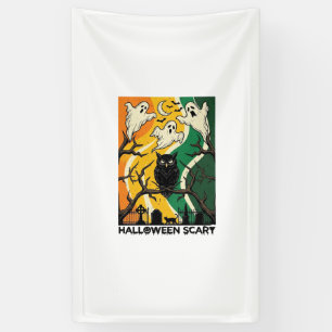 Halloween Griezelen Zwarte Uil Geesten Kerkhof_1 Spandoek