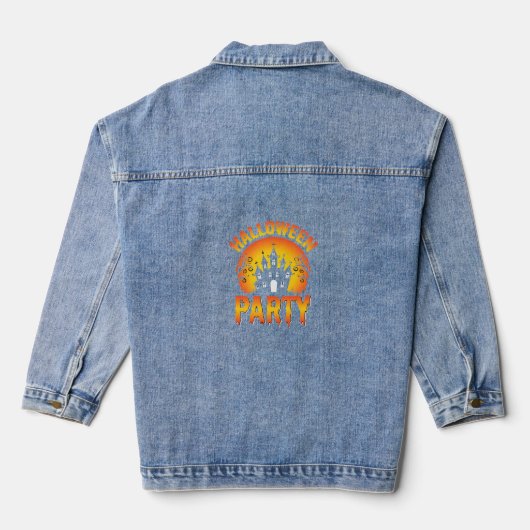 Halloween Griezelfeest Vector Denim Jacket (Achterkant)