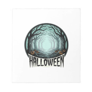 Halloween Griezelig Bos Vintage Gravure Design_1 Notitieblok