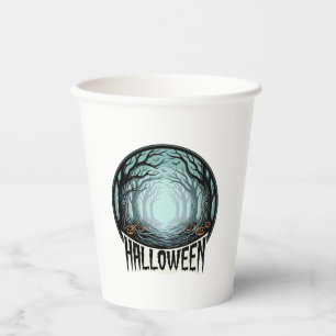 Halloween Griezelig Bos Vintage Gravure Design_1 Papieren Bekers