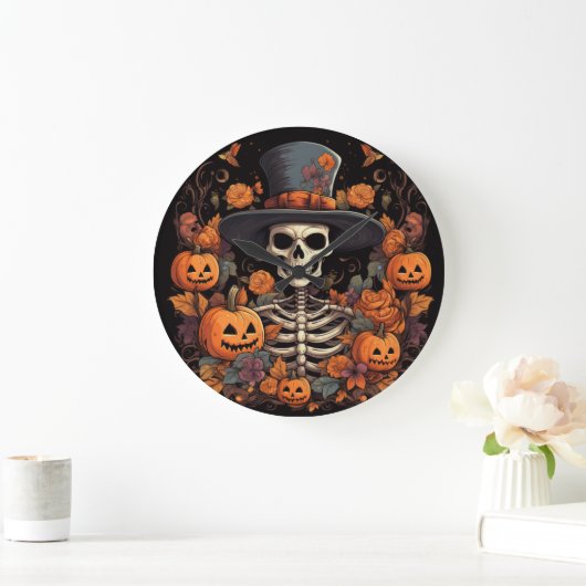 Halloween griezelig eng lachend skelet grote klok (Huis)