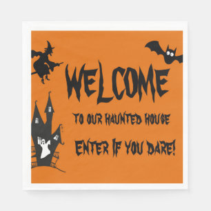 Halloween Griezelig Gehekend Huis Papier Servet
