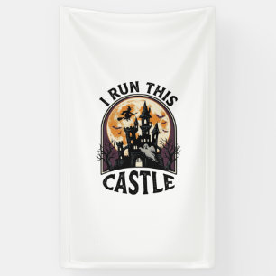 Halloween Griezelig Kasteel Heks Maan Vintage T-sh Spandoek