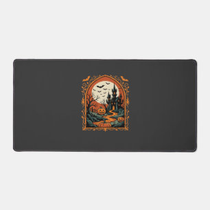 Halloween Griezelig Kasteel Pompoen Maan Vector Ku Bureaumat