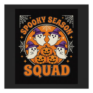 Halloween Griezelig Seizoen Team Geest Pompoen Ont Perfect Poster