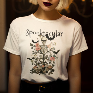 Halloween Griezelig Skelet Behekst Woud Dames T-shirt